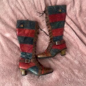 Vintage Eject 100% Leather Steampunk Goth Knee-High Boots